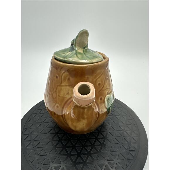 Studio Art Pottery Frog Brown Teapot Pink/Green EUC - Picture 2 of 9